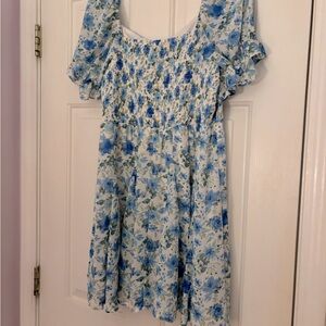 Midnight Doll Floral Blue and White Dress